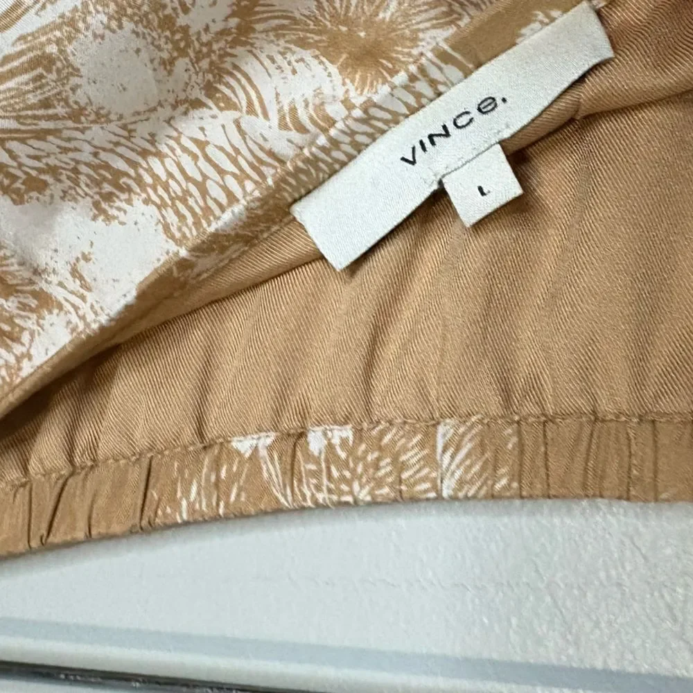 VINCE Printed Silk Midi Skirt